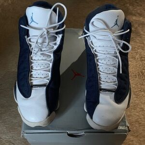 Jordan Flint Athletic Shoes White and Dark Blue